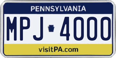 PA license plate MPJ4000