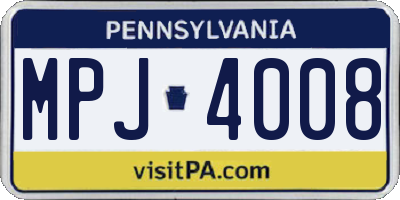 PA license plate MPJ4008