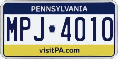 PA license plate MPJ4010
