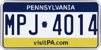 PA license plate MPJ4014