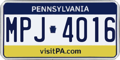 PA license plate MPJ4016