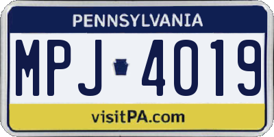 PA license plate MPJ4019