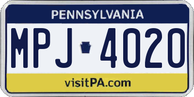 PA license plate MPJ4020