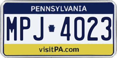 PA license plate MPJ4023