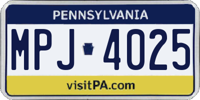 PA license plate MPJ4025