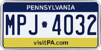 PA license plate MPJ4032