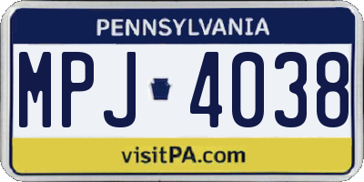 PA license plate MPJ4038