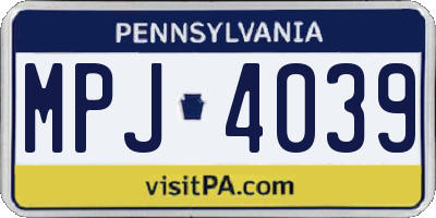 PA license plate MPJ4039