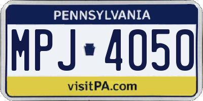 PA license plate MPJ4050