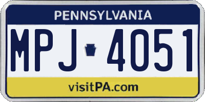 PA license plate MPJ4051