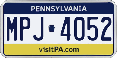 PA license plate MPJ4052