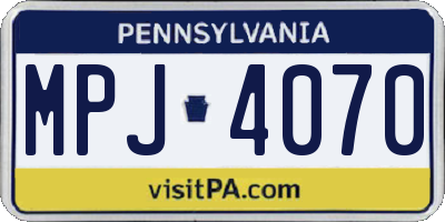 PA license plate MPJ4070