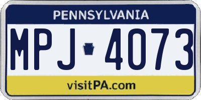 PA license plate MPJ4073