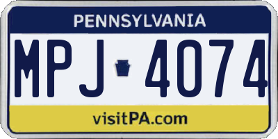 PA license plate MPJ4074