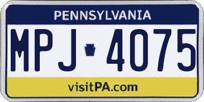 PA license plate MPJ4075