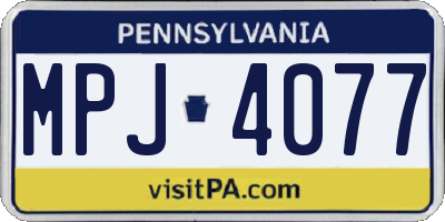 PA license plate MPJ4077