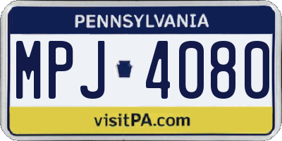 PA license plate MPJ4080