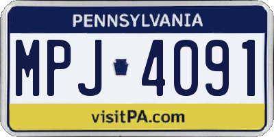 PA license plate MPJ4091