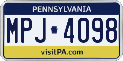 PA license plate MPJ4098