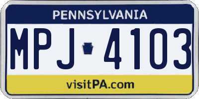 PA license plate MPJ4103