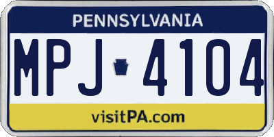 PA license plate MPJ4104