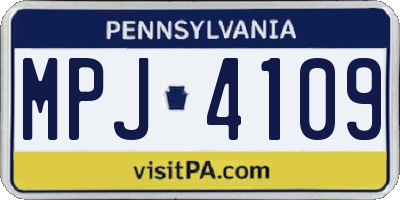 PA license plate MPJ4109