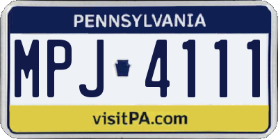 PA license plate MPJ4111