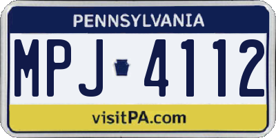 PA license plate MPJ4112
