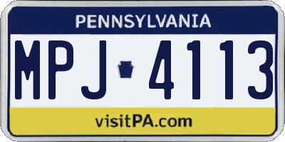 PA license plate MPJ4113