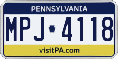 PA license plate MPJ4118
