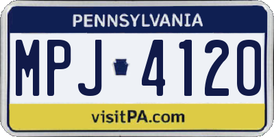 PA license plate MPJ4120
