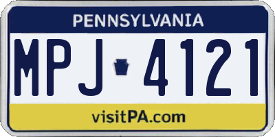 PA license plate MPJ4121