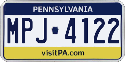 PA license plate MPJ4122