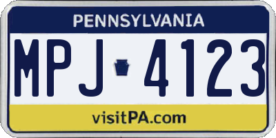 PA license plate MPJ4123