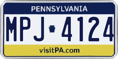 PA license plate MPJ4124