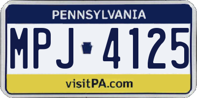PA license plate MPJ4125