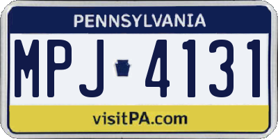 PA license plate MPJ4131