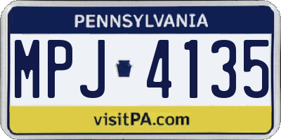 PA license plate MPJ4135