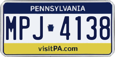 PA license plate MPJ4138
