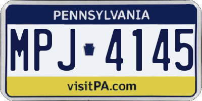 PA license plate MPJ4145