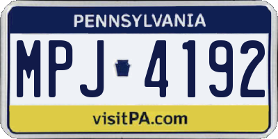 PA license plate MPJ4192