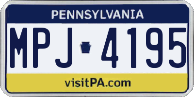 PA license plate MPJ4195