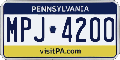 PA license plate MPJ4200
