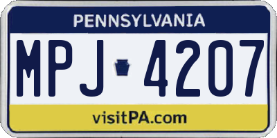PA license plate MPJ4207