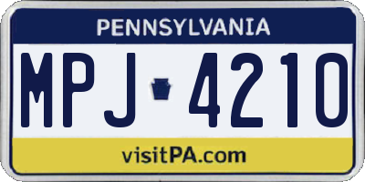 PA license plate MPJ4210