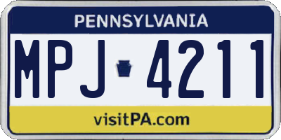 PA license plate MPJ4211