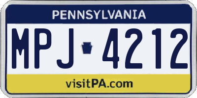 PA license plate MPJ4212
