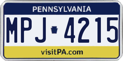 PA license plate MPJ4215