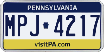 PA license plate MPJ4217