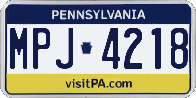 PA license plate MPJ4218